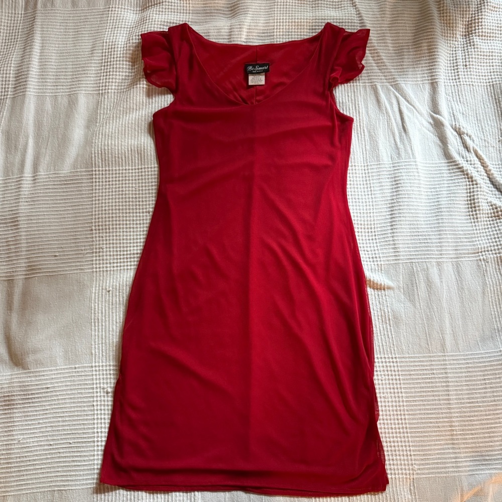 Vintage Red Flutter Sleeve Mini Dress